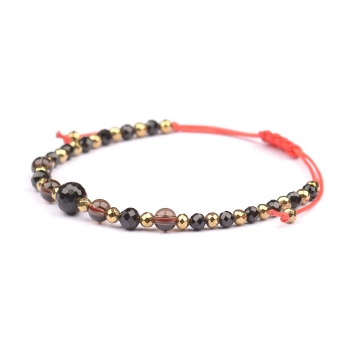 Bransoletka celebrytka czarny TURMALIN KWARC DYMNY HEMATYT ochrona i spokój